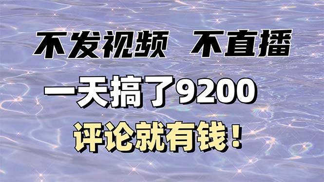 不发作品不直播，评论就有钱，一条最高10块，一天搞了9200 - 猎人社区-猎人社区