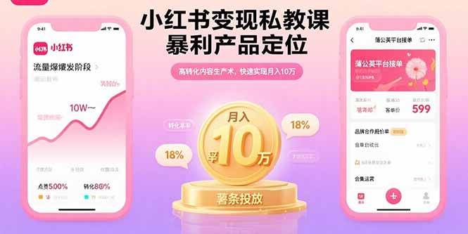 小红书变现私教课，暴利产品定位，高转化内容生产术，快速实现月入10万 - 猎人社区-猎人社区