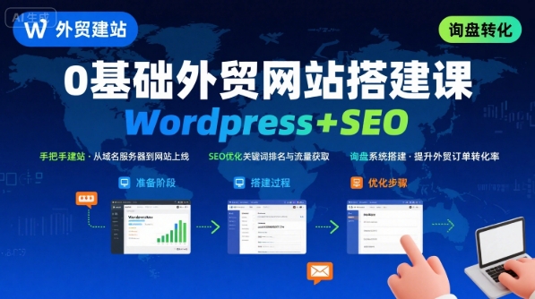 WordPress外贸建站+SEO优化课程，手把手教你从0到1搭建可获得询盘的外贸网站 - 猎人社区-猎人社区