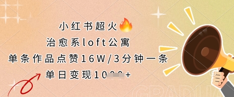 小红书超火的治愈系loft公寓，单条作品点赞16W，3分钟一条，单日变现数张-猎人社区