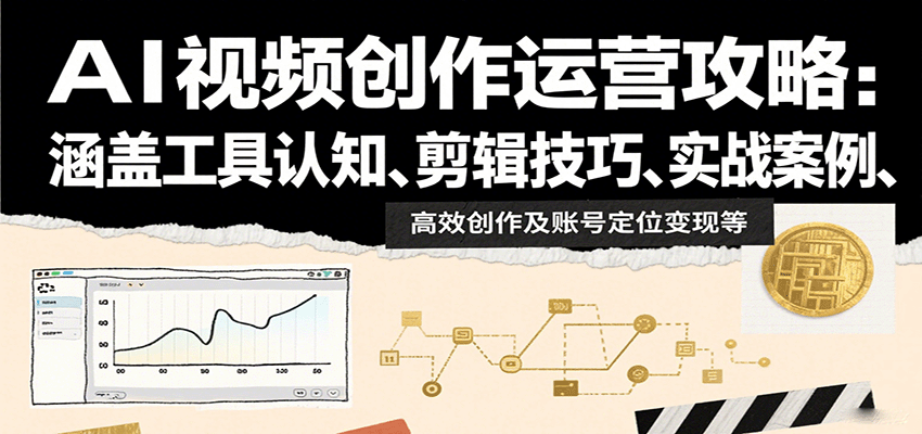 AI视频创作运营攻略：涵盖工具认知、剪辑技巧、实战案例、高效创作及账号定位变现等 - 猎人社区-猎人社区