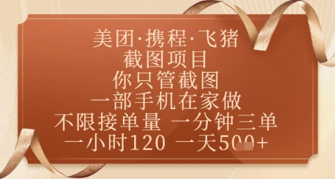 飞猪美团截图项目，你只管截图，一部手机在家做，正规平台无套路，一天5张+【揭秘】 - 猎人社区-猎人社区