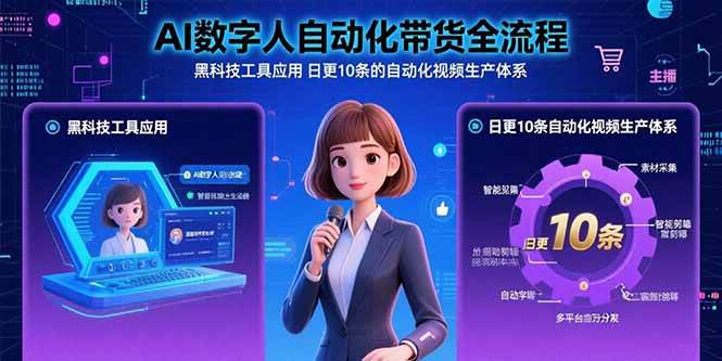 AI数字人自动化带货全流程：黑科技工具应用 日更10条的自动化视频生产体系 - 猎人社区-猎人社区