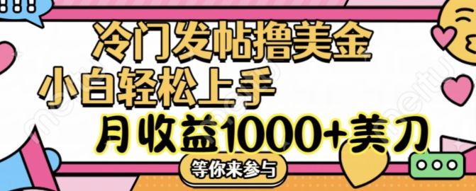 冷门发帖撸美金项目，月收益1000+美金，简单无脑，干就完了【揭秘】-猎人社区