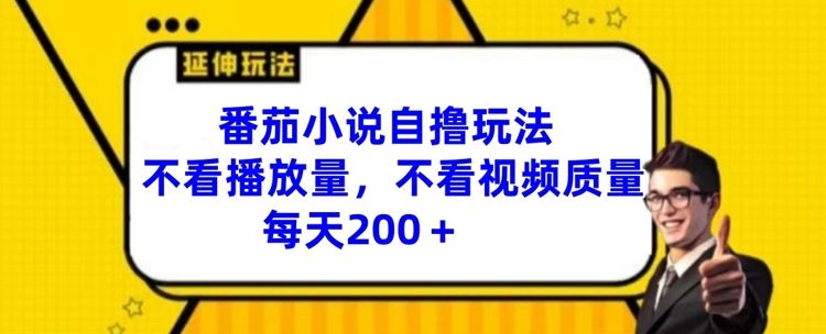 番茄小说自撸玩法，不看播放量，不看视频质量，每天200+【揭秘】-猎人社区