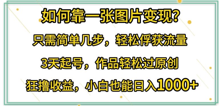 如何靠一张图片变现?只需简单几步，轻松俘获流量，3天起号，作品轻松过原创【揭秘】-猎人社区