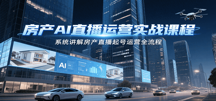 房产AI直播运营实战课程，系统讲解房产直播起号运营全流程-猎人社区