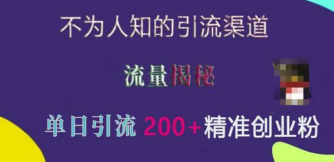 不为人知的引流渠道，流量揭秘，实测单日引流200+精准创业粉【揭秘】 - 猎人社区-猎人社区