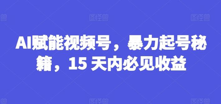 AI赋能视频号，暴力起号秘籍，15 天内必见收益【揭秘】 - 猎人社区-猎人社区