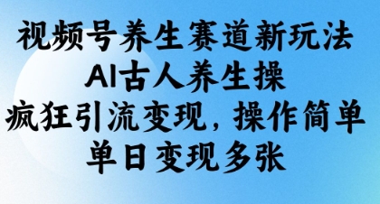 视频号养生赛道新玩法，AI古人养生操，疯狂引流变现，操作简单，单日变现多张 - 猎人社区-猎人社区