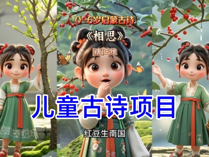 AI制作儿童古诗项目拆解，零门槛不需要电脑操作，全程手机制作流量直接爆炸