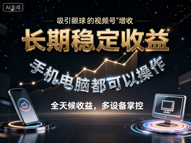 视频号“增收”项目,长期稳定收益,手机电脑都可以操作