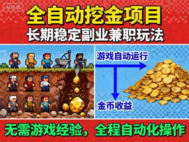 两款老游戏全自动挖金项目,项目长期稳定副业兼职玩法,不需要会玩游戏可实现全自动挖金