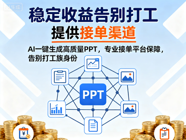 AI制作PPT赚稿费项目，稳定收益告别打工，提供接单渠道