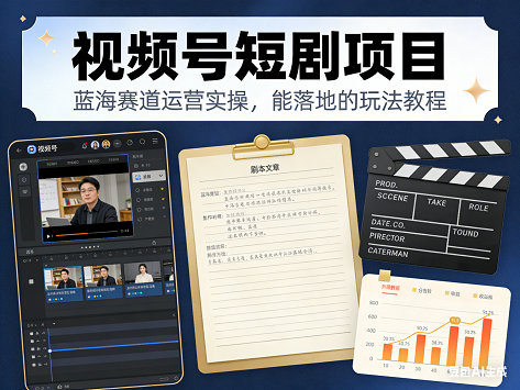 视频号短剧项目，蓝海赛道运营实操，能落地的玩法教程