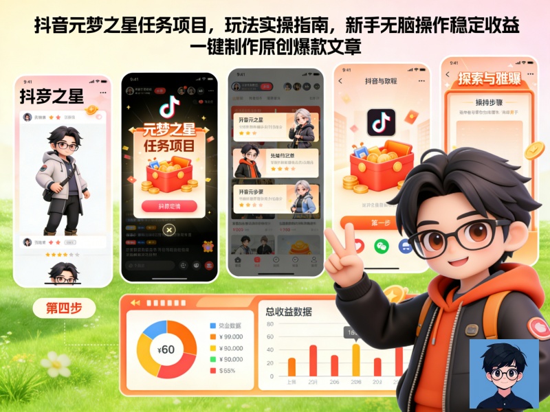 抖音元梦之星任务项目，玩法实操指南，新手无脑操作稳定收益