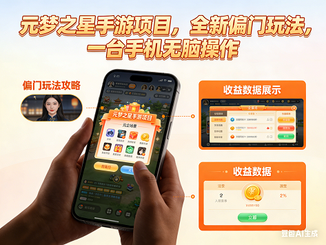 元梦之星手游项目,全新偏门玩法,一台手机无脑操作