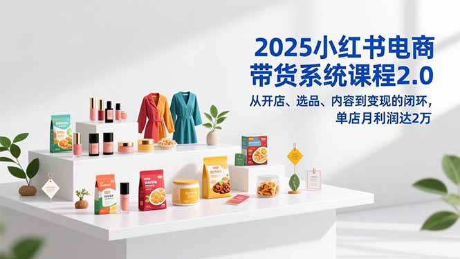 2025小红书电商带货系统课程2.0,从开店、选品、内容到变现的闭环,单店月利润达2万