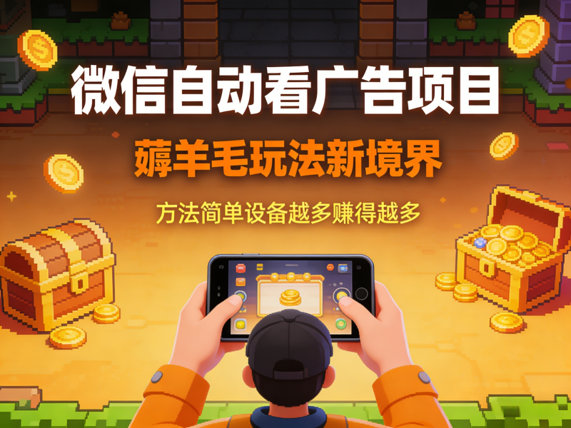微信自动看广告项目,薅羊毛玩法新境界,方法简单设备越多赚得越多