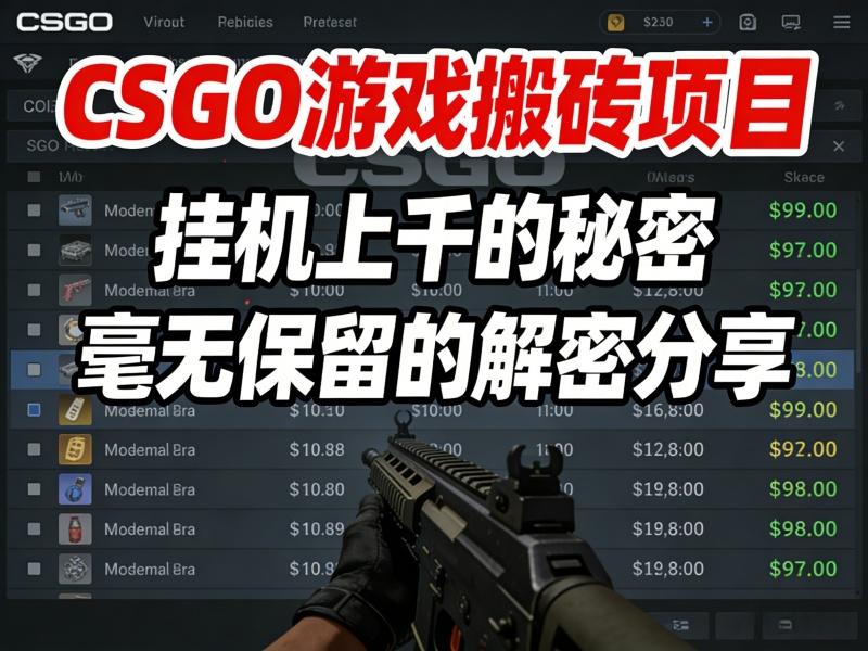 CSGO游戏搬砖项目,挂机上千的秘密,毫无保留的解密分享