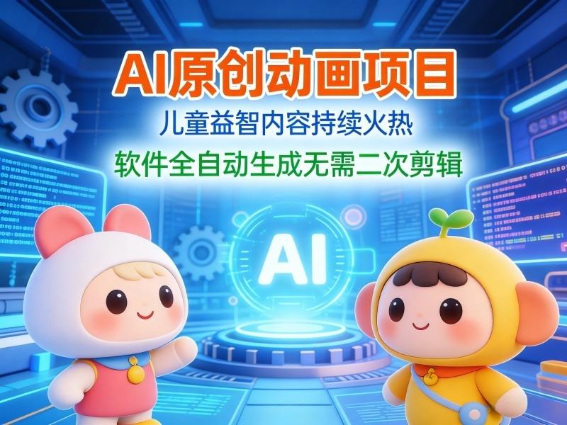AI原创动画项目,儿童益智内容持续火热,软件全自动生成无需二次剪辑