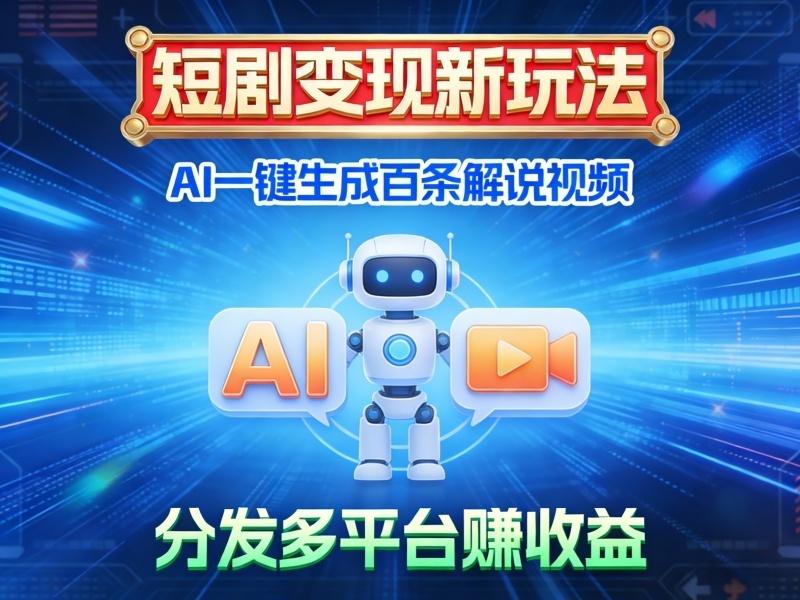 (16450期)短剧变现新玩法,AI一键生成百条解说视频,分发多平台赚收益 (16450期)短剧变现新玩法,AI一键生成百条解说视频,分发多平台赚收益