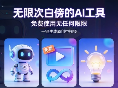 无限次白嫖的AI工具，免费使用无任何限制，一键生成原创中视频