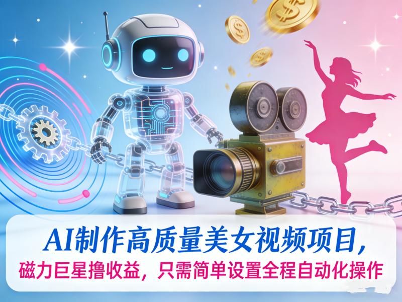 AI制作高质量美女视频项目，磁力巨星撸收益，只需简单设置全程自动化操作