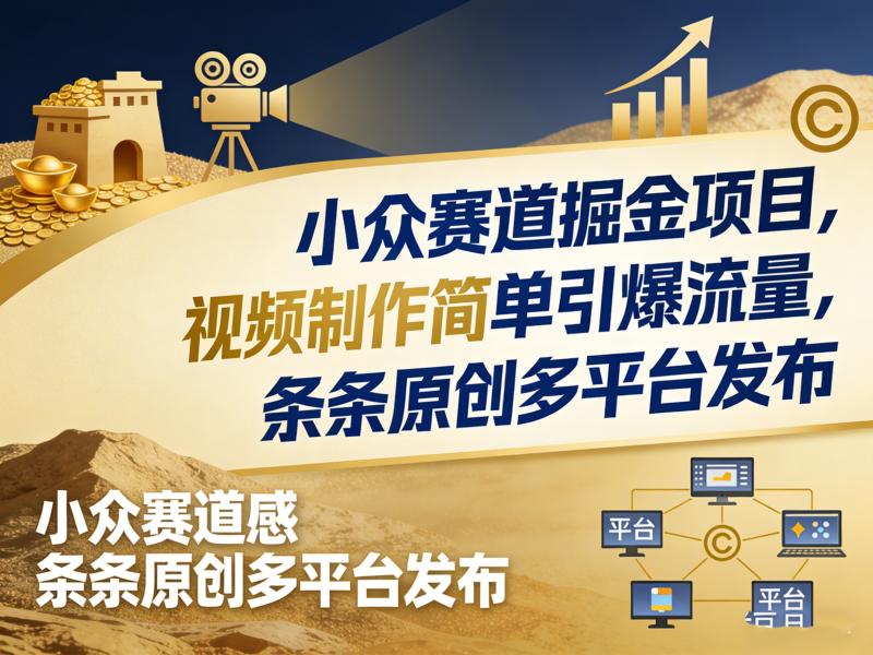 小众赛道掘金项目，视频制作简单引爆流量，条条原创多平台发布