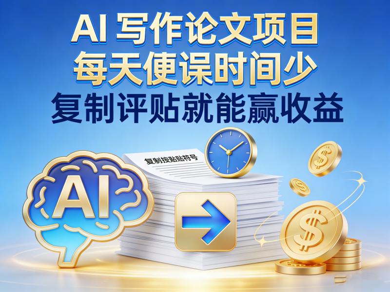 AI写作论文项目，每天花费时间少，复制粘贴就能赚收益