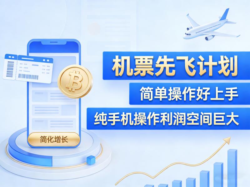 机票先飞计划，简单操作好上手，纯手机操作利润空间巨大
