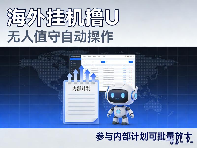 海外挂机撸U，无人值守自动操作，参与内部计划可批量放大