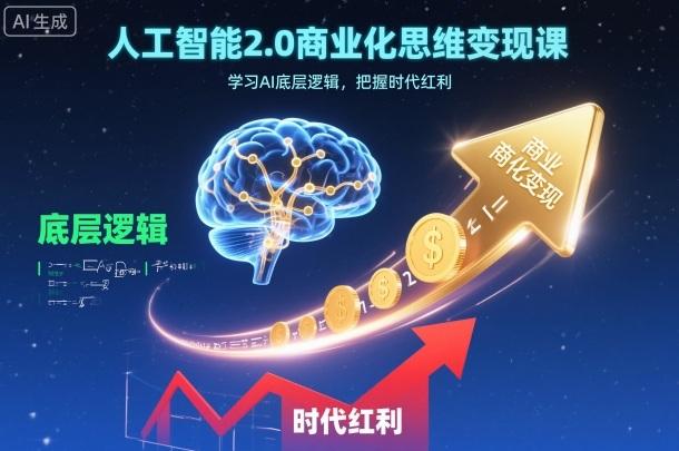 人工智能2.0商业化思维变现课，学习AI底层逻辑，把握时代红利