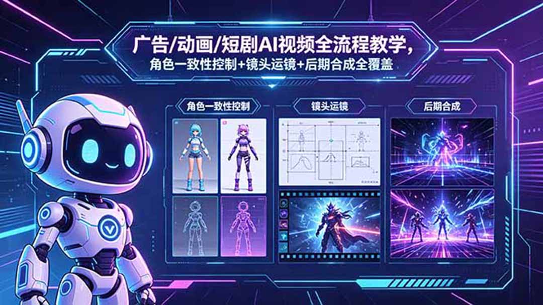 <span style='color:#bd7800'>广告/动画/短剧AI视频全流程教学,角色一致性控制+镜头运镜+后期合成全覆盖</span>