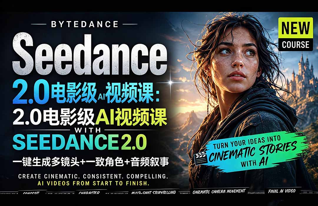 <span style='color:#bd7800'>Seedance 2.0电影级AI视频课：一键生成多镜头+一致角色+音频叙事</span>