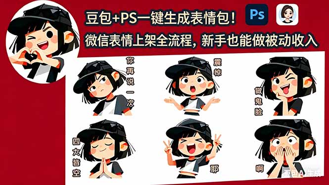 <span style='color:#001aff'>豆包+PS一键生成表情包!微信表情上架全流程,新手也能做被动收入</span>