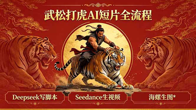 <span style='color:#078a00'>武松打虎AI短片全流程:Deepseek写脚本+Seedance生视频+海螺生图</span>