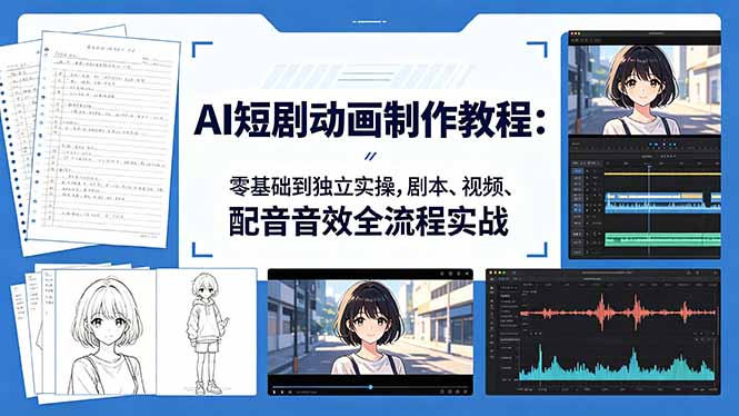 <span style='color:#a100e0'>AI短剧动画制作教程：零基础到独立实操，剧本、视频、配音音效全流程实战</span>