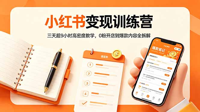 <span style='color:#078a00'>小红书变现训练营：三天超9小时高密度教学，0粉开店到爆款内容全拆解</span>