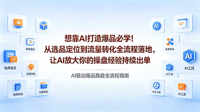 <span style='color:#001aff'>想靠AI打造爆品必学！从选品定位到流量转化全流程落地，让AI放大你的操盘经验持续出单</span>