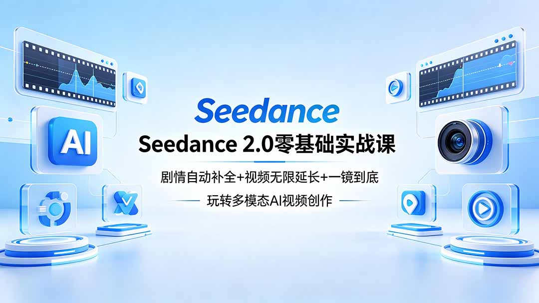 <span style='color:#ff0000'>Seedance 2.0零基础实战课：剧情自动补全+视频无限延长+一镜到底：玩转多模态AI视频创作</span>