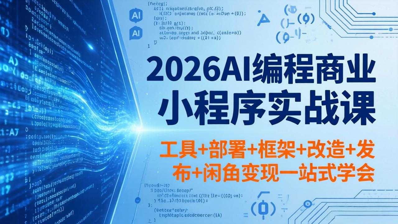 <span style='color:#078a00'>2026AI编程商业小程序实战课，工具+部署+框架+改造+发布+闲鱼变现一站式学会</span>