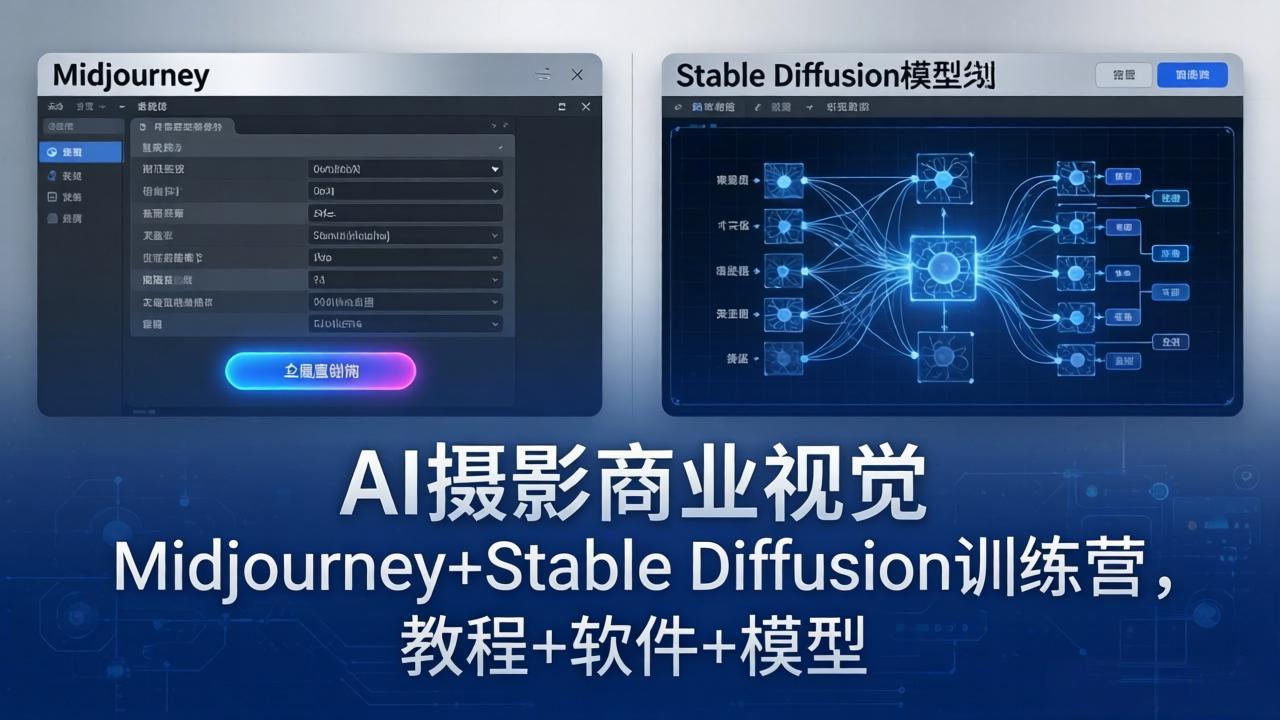 <span style='color:#001aff'>AI摄影商业视觉Midjourney+Stable Diffusion训练营，教程+软件+模型</span>