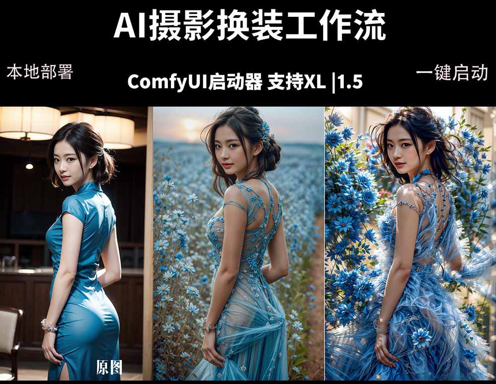<span style='color:#078a00'>ComfyUI人像写真摄影工作流：本地一键部署，换装换场景换脸全搞定，影楼效率翻倍</span>