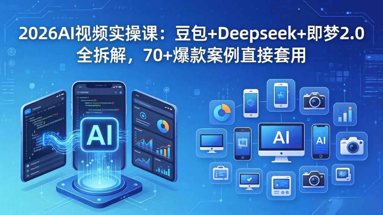 <span style='color:#001aff'>2026AI视频实操课：豆包+Deepseek+即梦2.0全拆解，70+爆款案例直接套用</span>