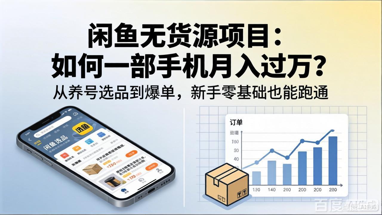<span style='color:#078a00'>闲鱼无货源项目：如何一部手机月入过万？从养号选品到爆单，新手零基础也能跑通</span>