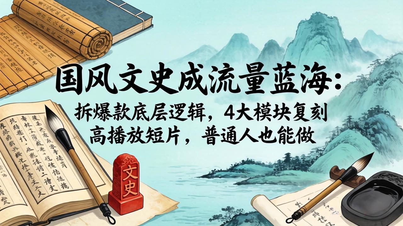 <span style='color:#078a00'>国风文史成流量蓝海:拆爆款底层逻辑,4大模块复刻高播放短片,普通人也能做</span>