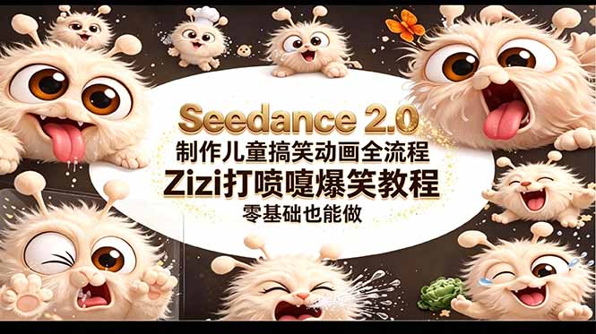 <span style='color:#a100e0'>Seedance 2.0 制作儿童搞笑动画全流程Zizi打喷嚏爆笑教程｜零基础也能做</span>