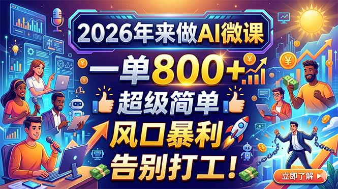 <span style='color:#078a00'>2026年来做AI微课,一单800+,超级简单,风口暴利,告别打工</span>