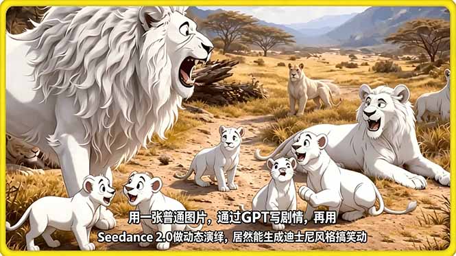 <span style='color:#bd7800'>用一张普通图片,通过GPT写剧情,再用Seedance 2.0做动态演绎,居然能生成迪士尼风格搞笑动画</span>